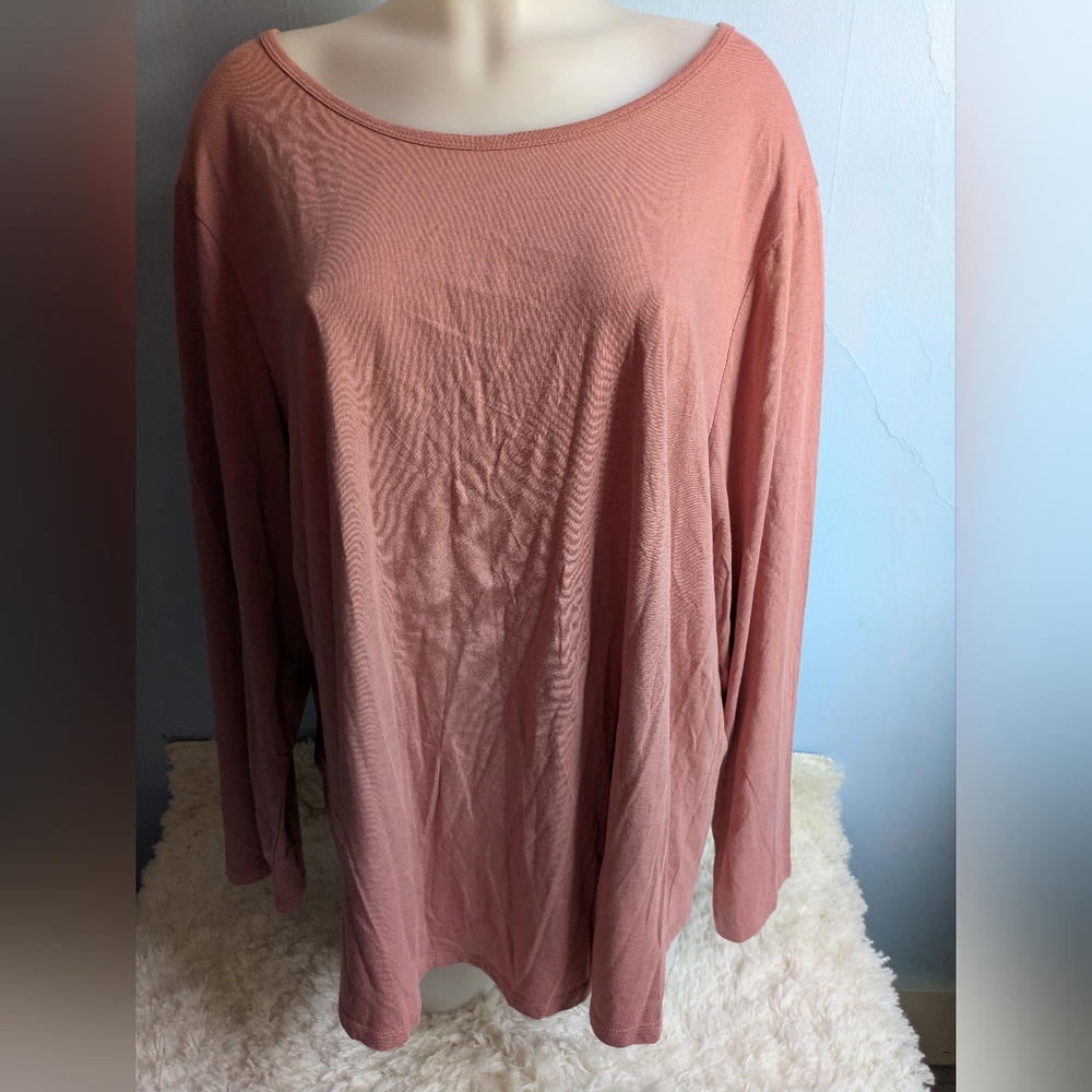 NWT dressbarn Size 3X Dusty Rose Long Sleeve Blouse
